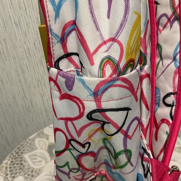 Colorful Heart Pattern Backpack Causal Travel Daypack College Backpack - Picture 10 of 11